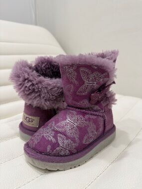 UGG Purple Butterfly Shearling Toddler Boots